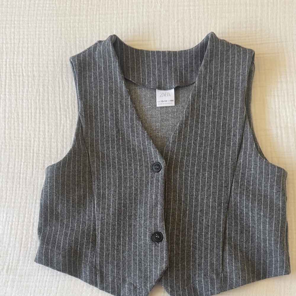 Zara Girls Gray Pinstripe Vest